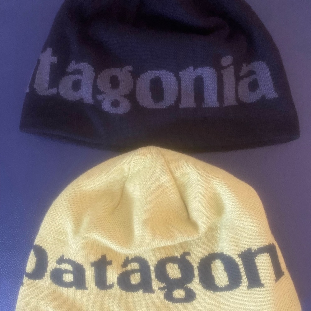 Patagonia Black and Yellow Beanie Duo